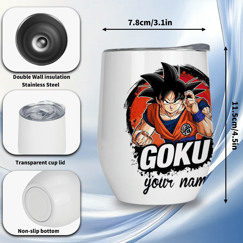 Dragon Ball Super saiyan Goku - 1pc Customize your name/ text 304 Stainless Steel, Cup Vacuum Keep Warm, Straw Lid for Coffee, Carbonated Drink, Sparkling Water Beverages Ice Leakproof for School Outdoor sports, Christmas Gif