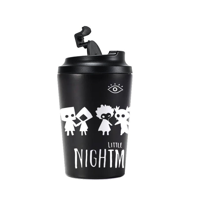 1pc Little Nightmares Themed 12oz Stainless Coffee Cup with Lid - Double-Wall Vacuum Insulated, Cute Game Character Design for Hot/Cold Drinks, Reusable & s, Birthday Gift for Fans