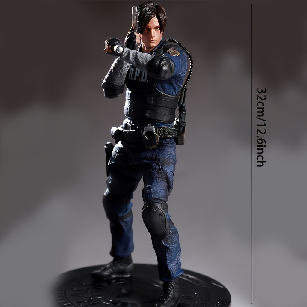 Fashion Tactical Figure Collectible - Blue and Black PVC Desktop Decor with Detailed Battle Stance, 32.0cm Tall Perfect Gift for Collectors, Birthdays, and Holidays