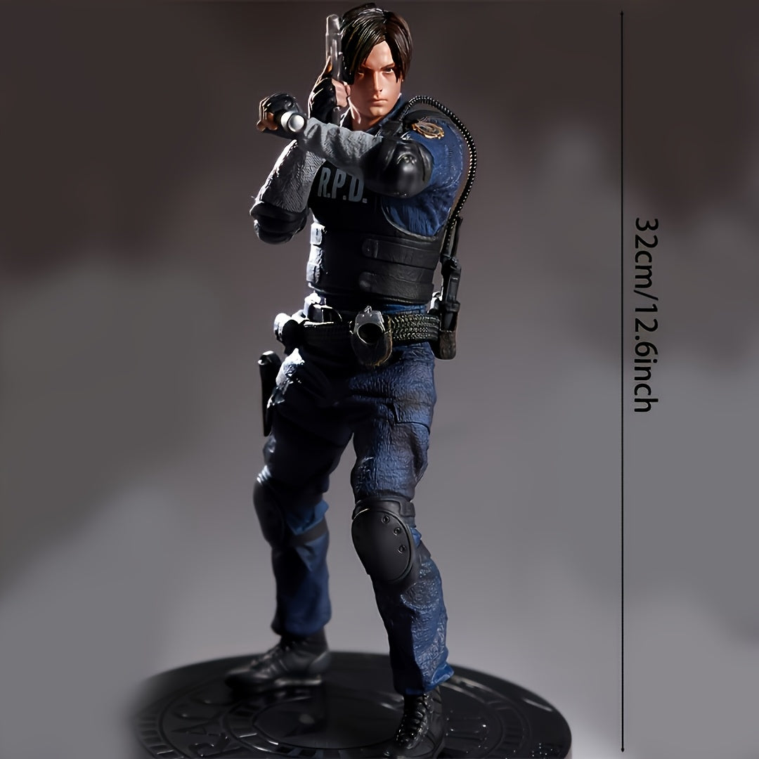 Fashion Tactical Figure Collectible - Blue and Black PVC Desktop Decor with Detailed Battle Stance, 32.0cm Tall Perfect Gift for Collectors, Birthdays, and Holidays