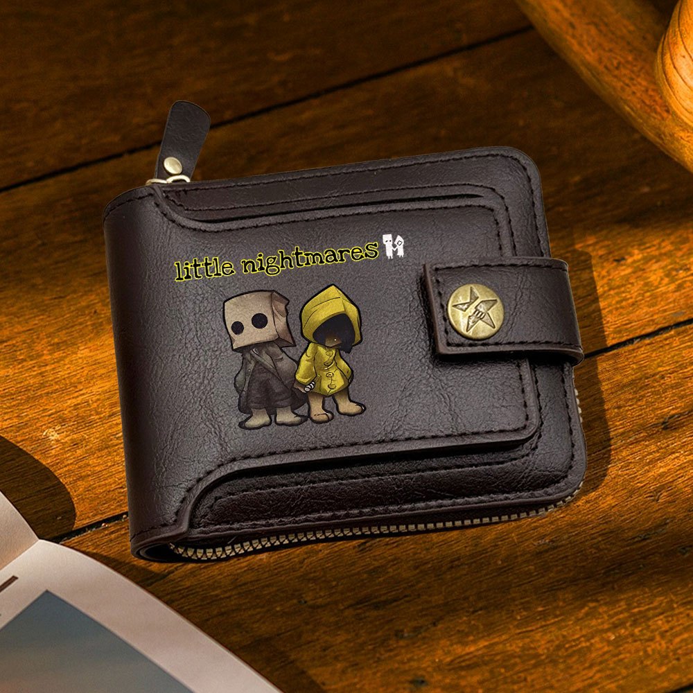 1pc Men'S & Women'S Retro Zipper Wallet - Little Nightmares Character Design, Golden-Tone Hardware, Compact Coin Purse & Card Holder, Synthetic Faux Leather, Hand Wash/dry Clean, Perfect For Christmas, Wallet For Men, Wallet