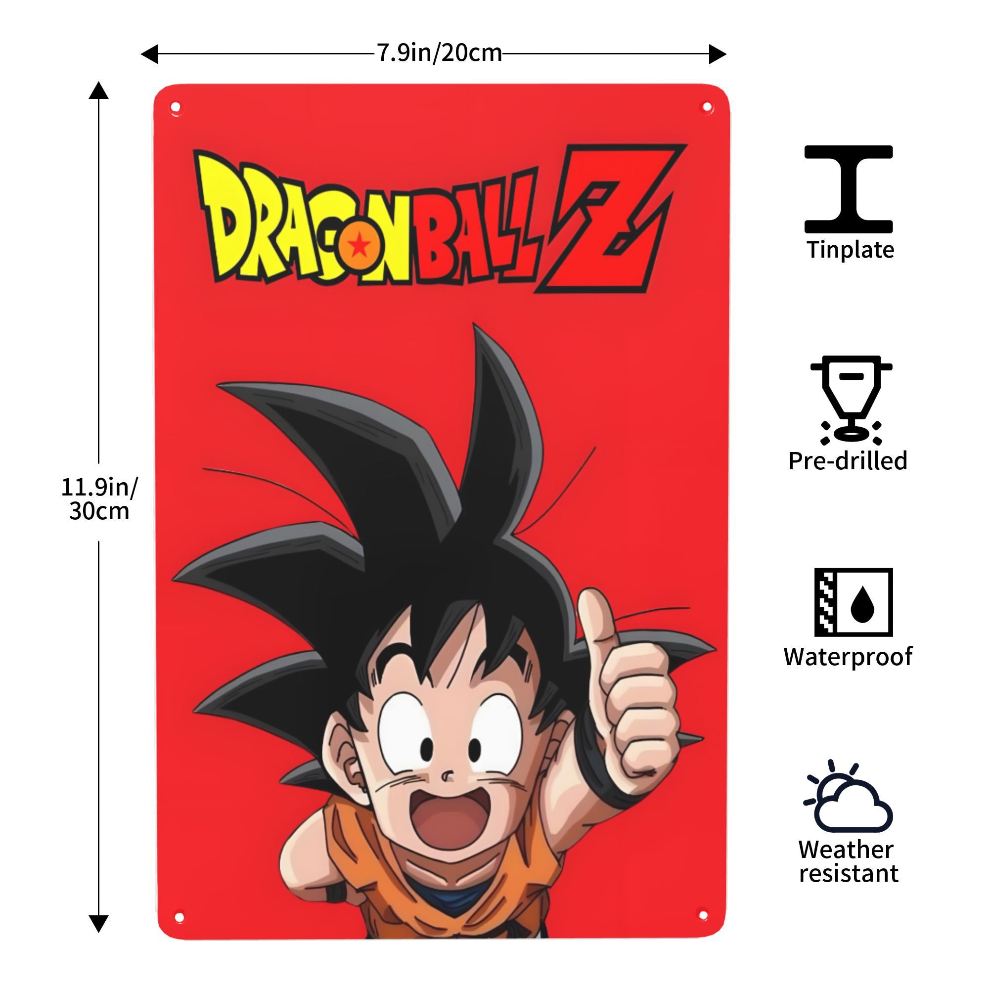 2D Flat - 【2D Flat】 2D Flat - [2D Flat] 2D Flat, 1pc Dragon Ball Vintage Metal Wall Art Sign - Rustic 2D Anime Decor with Goku & Vegeta, Red Background, Durable Metal Poster for Home, Bar, for man Cave, Outdoor Spaces - P