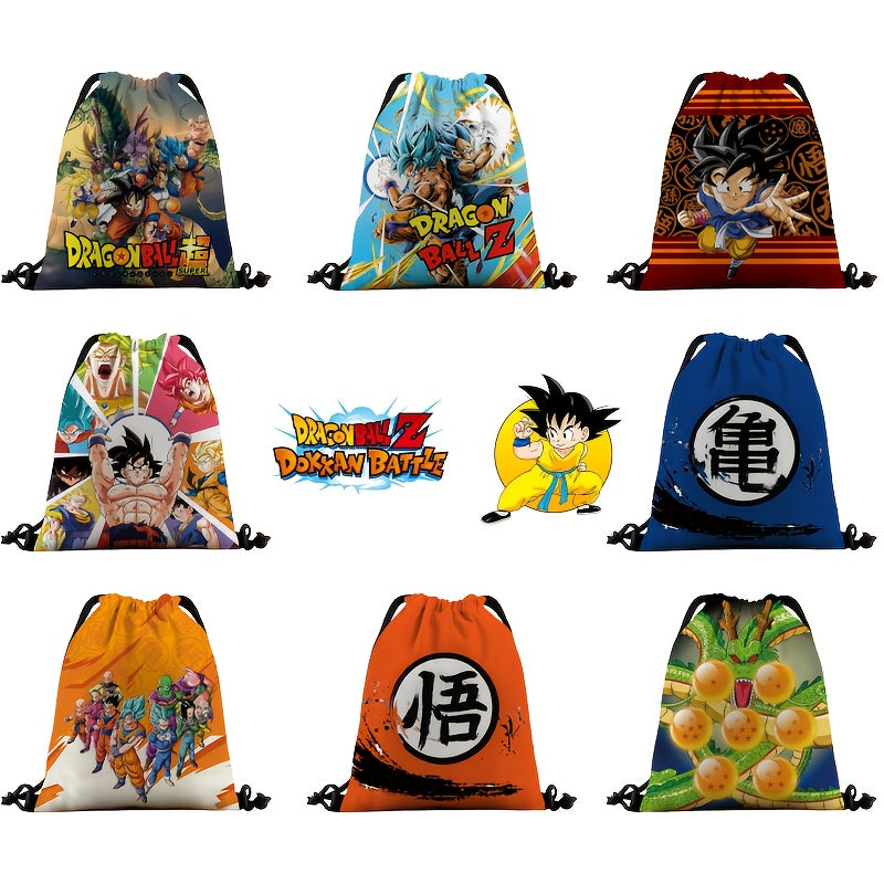 DRAGON BALL Anime Backpack with Goku, Vegeta & Sun Wukong (Monkey King) Designs - Lightweight Adjustable Drawstring Bag & s,, Gym, Parties - Collectible Gift & (Officially Licensed)