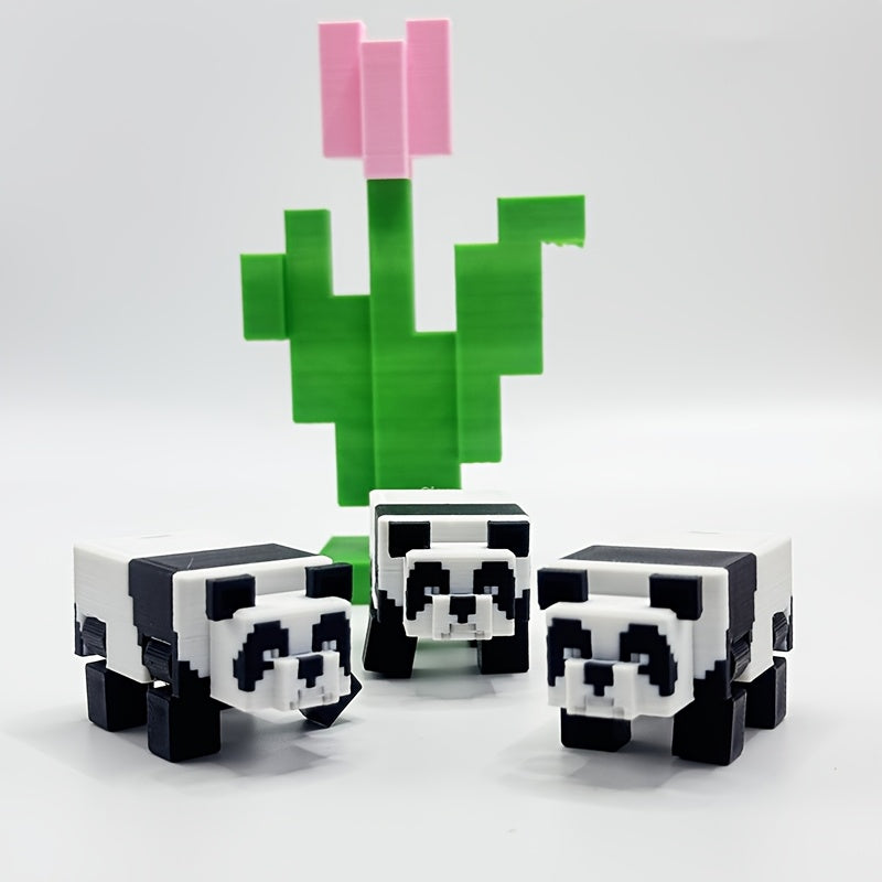 Cute Panda-like Block Bears - Black and White Bear Decorations, No Electricity Needed