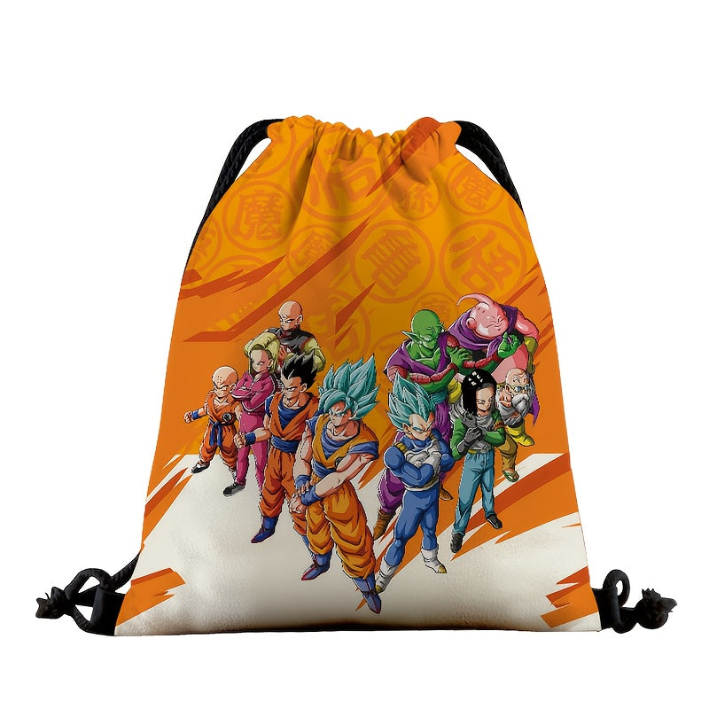 DRAGON BALL Anime Backpack with Goku, Vegeta & Sun Wukong (Monkey King) Designs - Lightweight Adjustable Drawstring Bag & s,, Gym, Parties - Collectible Gift & (Officially Licensed)