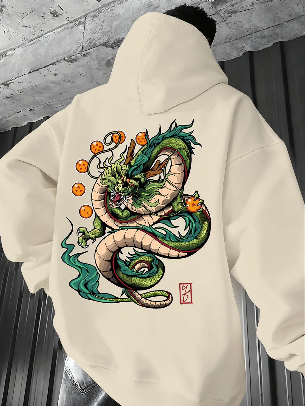 Men'S Dragon Ball Z Dragon Surround Print Hoodie | Casual Comfort, Fall/Winter, Loose Fit, Slight Stretch Fabric