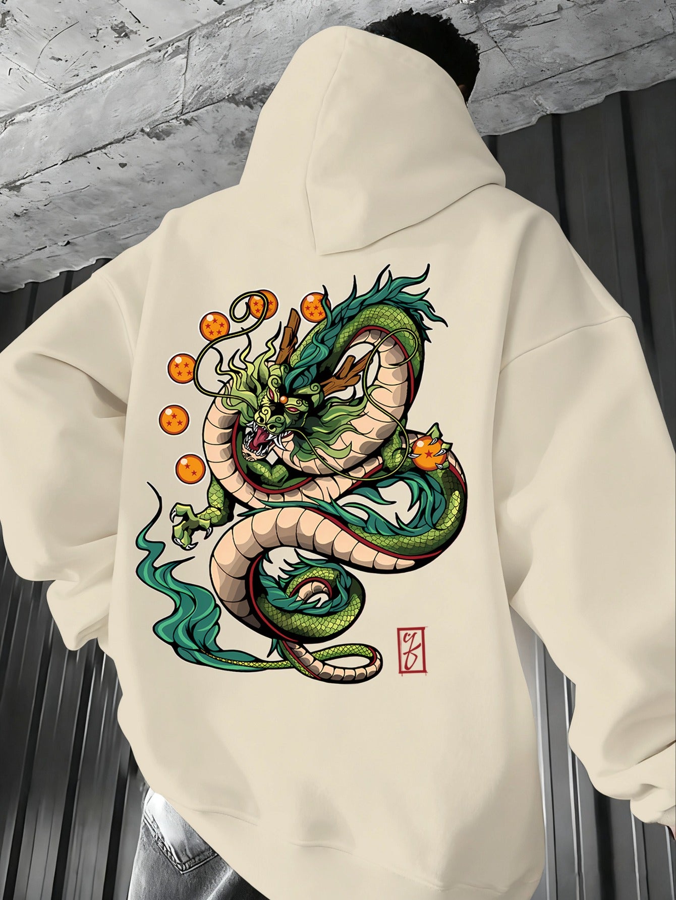 Men'S Dragon Ball Z Dragon Surround Print Hoodie | Casual Comfort, Fall/Winter, Loose Fit, Slight Stretch Fabric