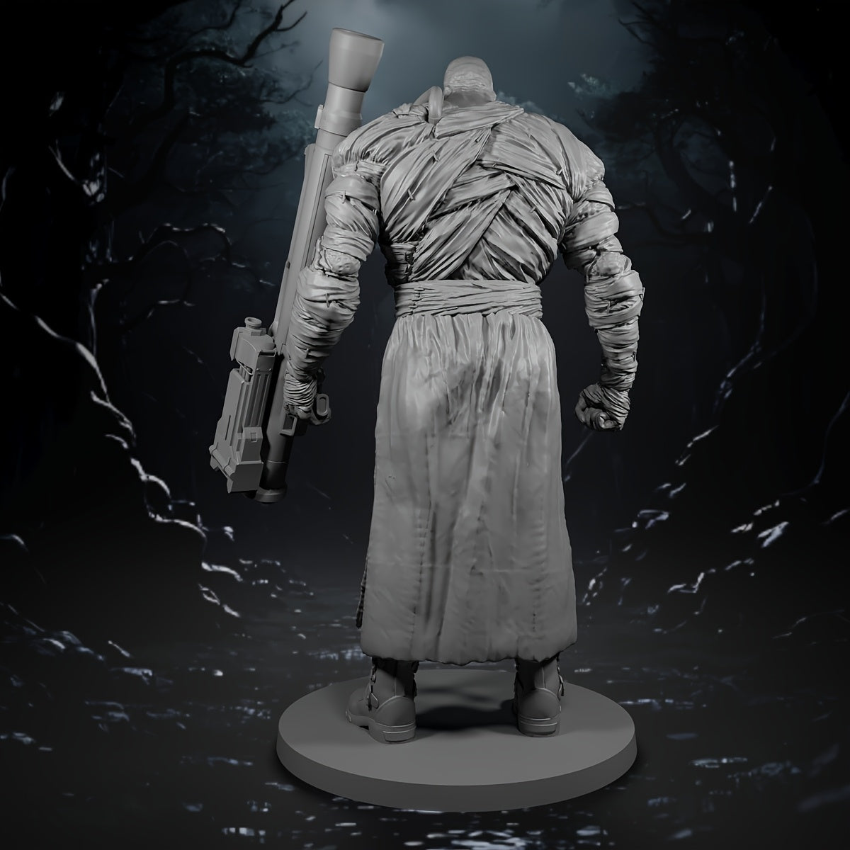 Nemesis Evil A Faceless Monster Warrior Holding Heavy Gun Resin Fantasy Figure - Handcrafted Miniature for Tabletop RPGs, Christmas & Holiday Gifts, Detailed Armor & Weapon Design, Dynamic Pose Display, Highquality Craftsmans