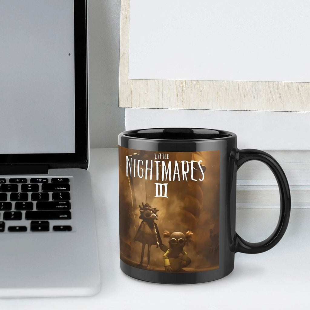 1pc Ceramic Coffee Mug 11oz - Double-Sided Print with "Little Nightmares III" Design, Reusable, Hand Wash Only, Ideal for Office, Home, Christmas, Valentine'S Day, Birthday Gifts, Outdoor Camping, Camping Coffee Mug | Playful