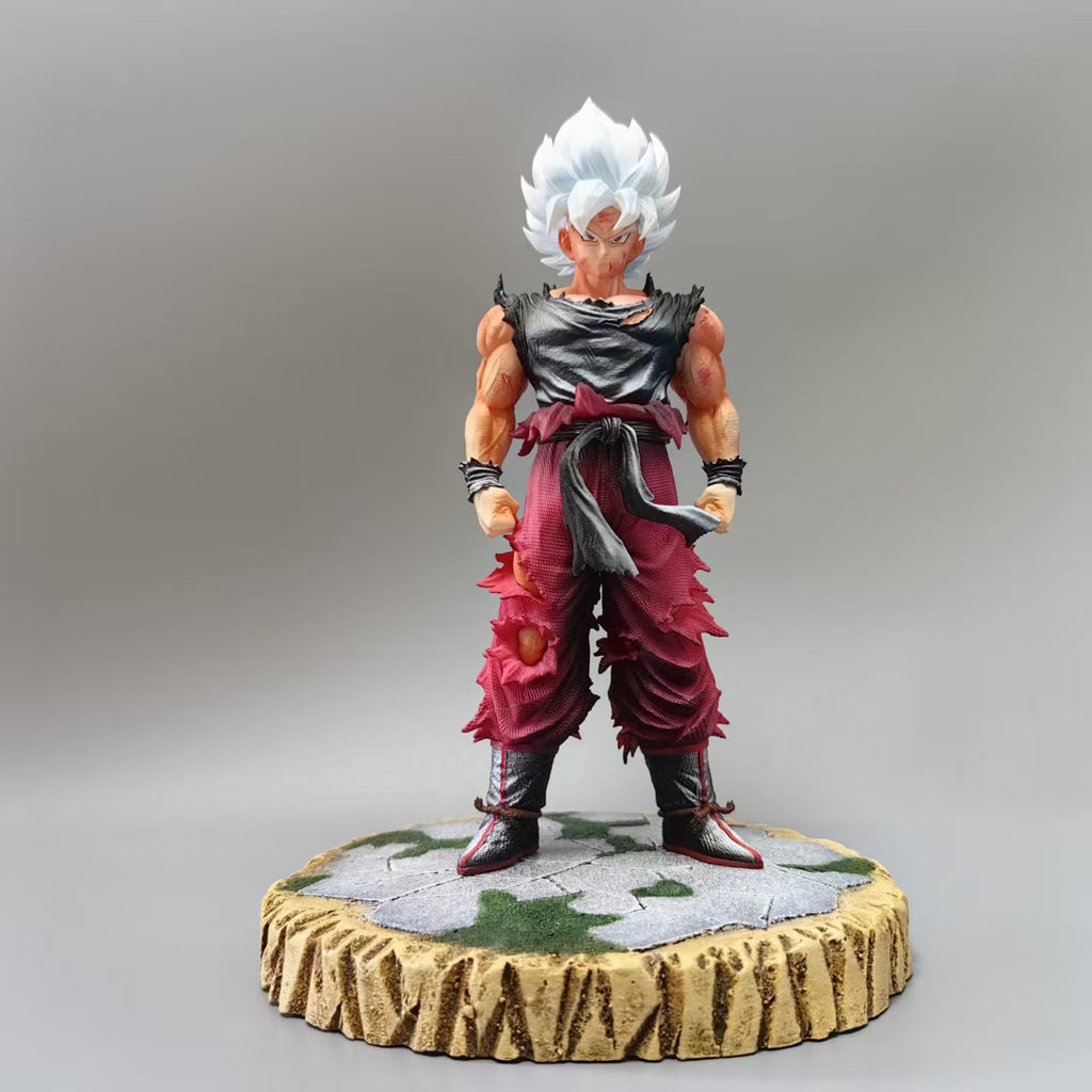 DRAGON BALL Goku Dragon Ball Z Action Figure - Collectible Statue Model with Dynamic Poses, White Hair & Battle-Damaged Style (Kameha Beam Effects) - Anime Manga Replica for Fans, Display, Accessory