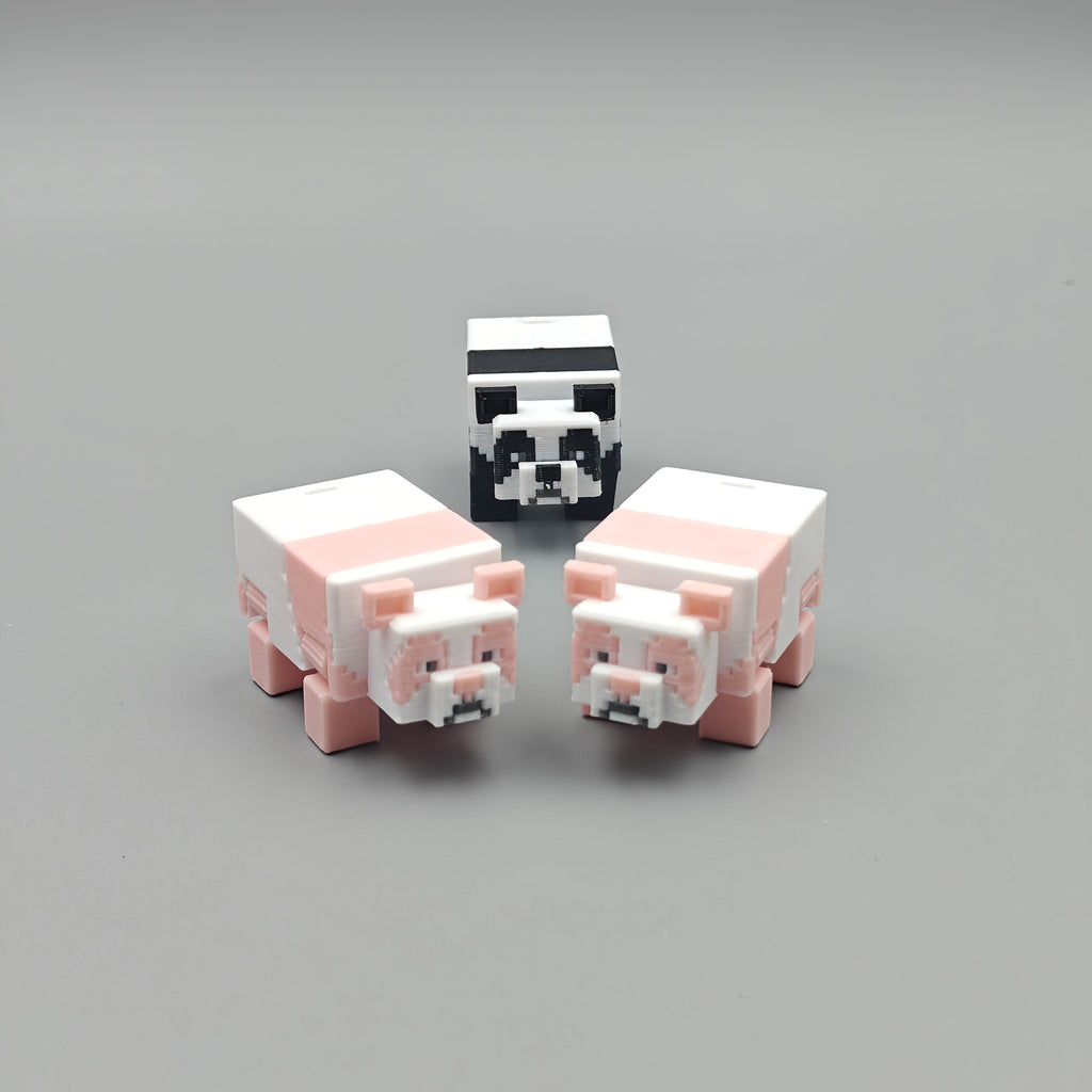 Cute Panda-like Block Bears - Black and White Bear Decorations, No Electricity Needed