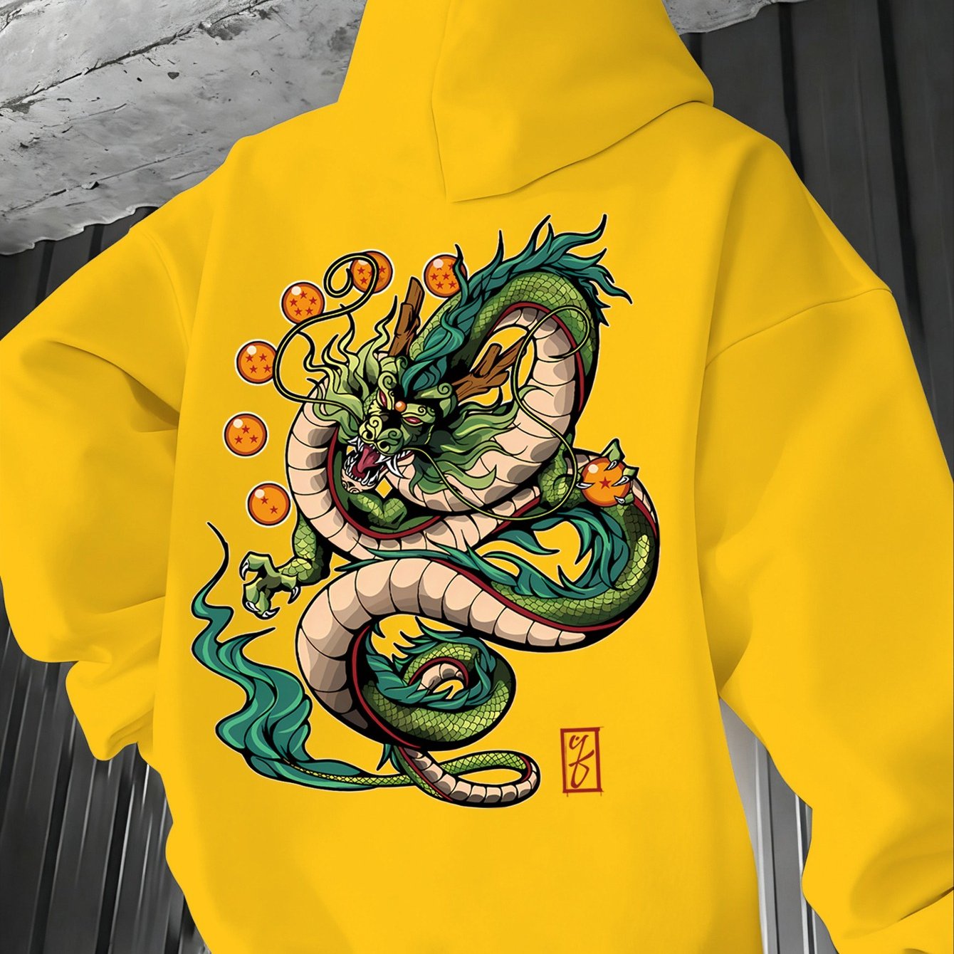 Men'S Dragon Ball Z Dragon Surround Print Hoodie | Casual Comfort, Fall/Winter, Loose Fit, Slight Stretch Fabric