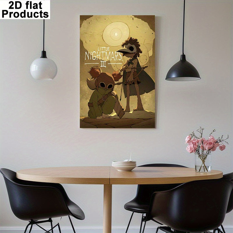 2D Flat, 1pc Little Nightmares III Inspired Frameless Canvas Painting - 30.48x45.72 cm Surreal Game Art Print, Whimsical Horror Wall Decor for Fans, Modern Minimalist Poster for Living Room, Bedroom & Office (Officially Unoff