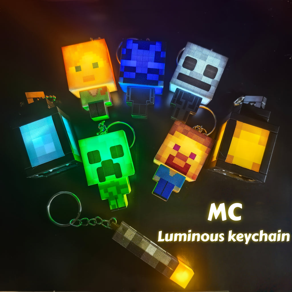 block-based game Glow Keychain, Luminous Creeper Torch Novel Keyring Accessory, Suitable for Backpacks and Bag Charms., Keychain For Backpacks, Backpack Charm Accessory, Block-Based Game Keyring, block-based game Keychain, Re