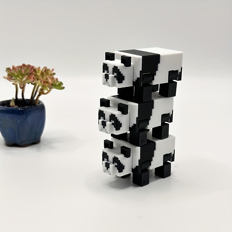 Cute Panda-like Block Bears - Black and White Bear Decorations, No Electricity Needed