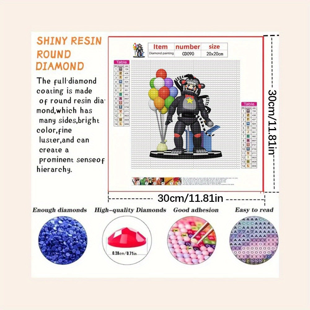 1pc 29.97x29.97cm Five Nights At Freddy DIY diamond painting kit, various patterns round diamond art kit, round diamond accessories, frameless art painting home wall decoration gifts