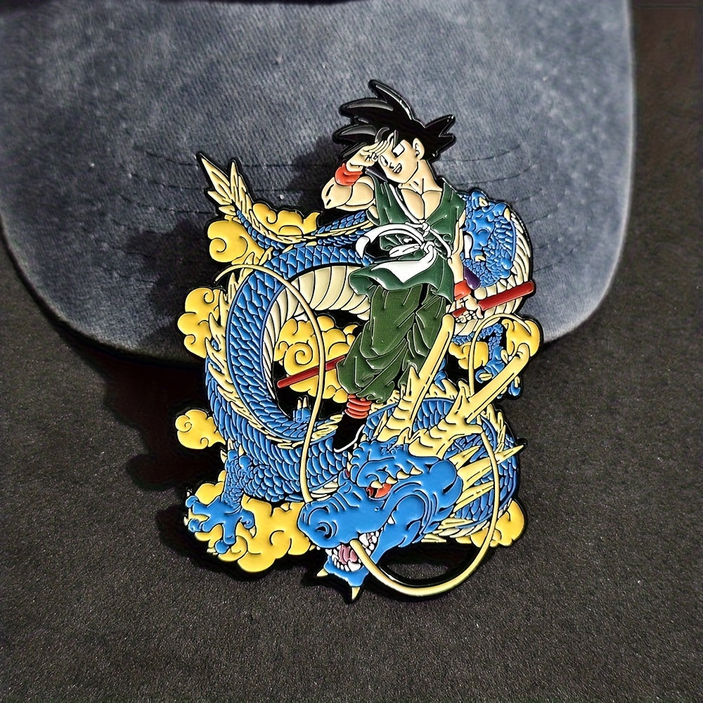 Extra-large 10cm*7cm Dragon Ball badge anime Dragon Ball Goku Blue Dragon brooch, clothing, bag, schoolbag decoration brooch, suitable for anime fans as a collection pin gift, Schoolbag Accessory, Character Badge, Cute Brooch
