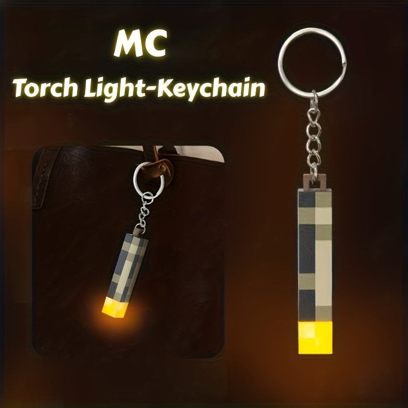block-based game Glow Keychain, Luminous Creeper Torch Novel Keyring Accessory, Suitable for Backpacks and Bag Charms., Keychain For Backpacks, Backpack Charm Accessory, Block-Based Game Keyring, block-based game Keychain, Re