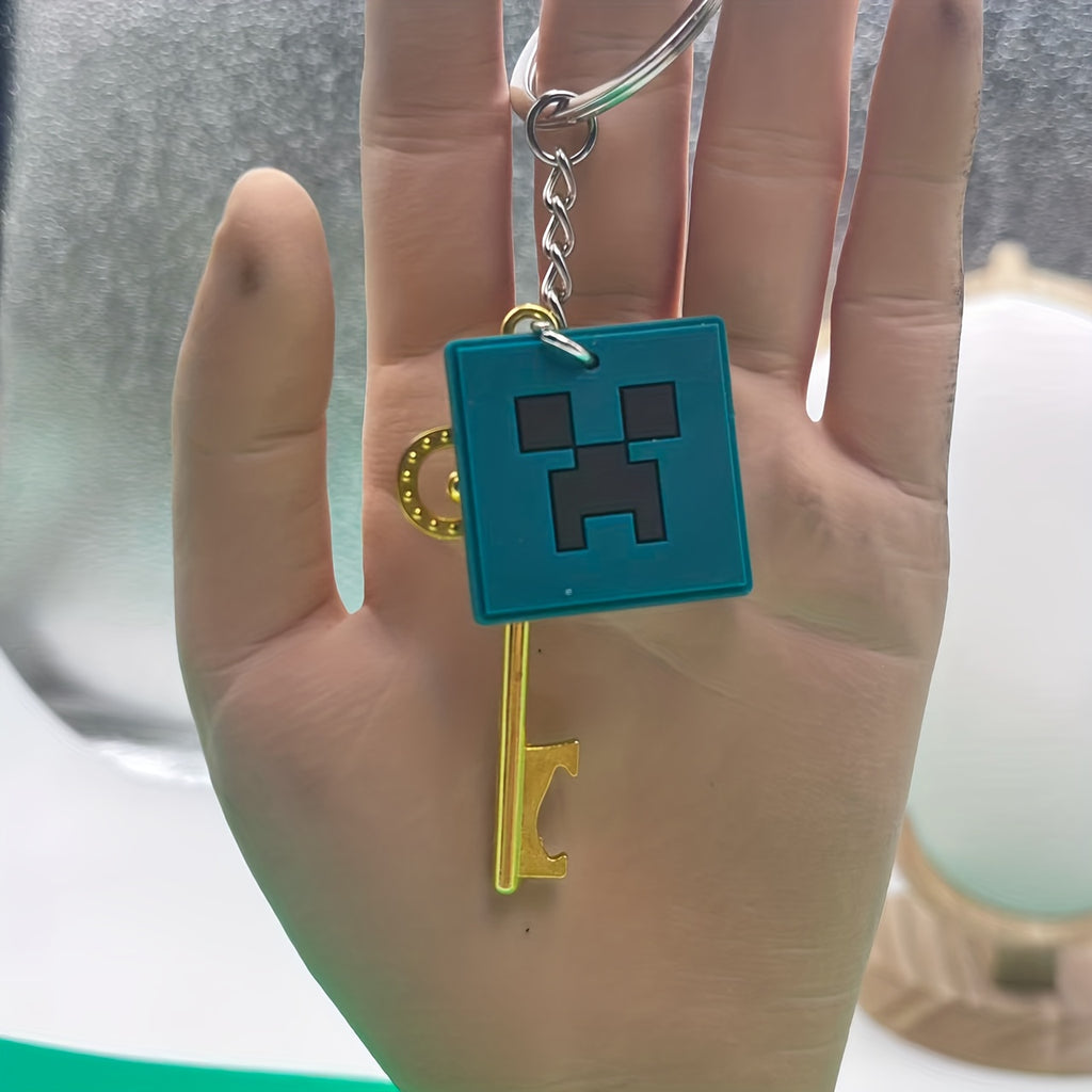 10pcs MINECRAFT Keychains with Openers - Official Minecraft-Themed Keys with Creeper, Sheep, Diamonds, TNT, Golden Tools - Durable PVC & Stainless Steel - Birthday, Christmas, Halloween, Holiday Gifts, Pixel Art Design, Decor