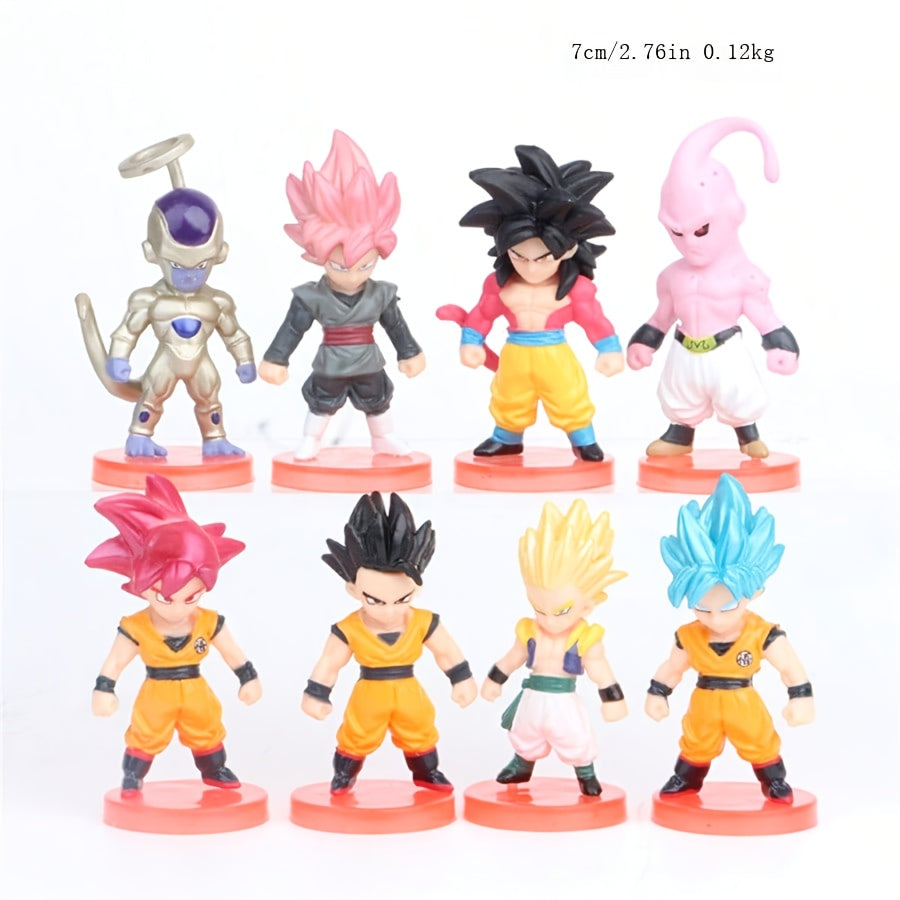 8pcs Set of Anime Dragon Ball Super Saiyan Goku, Vegeta, Broly 2nd Generation PVC Action Figures - Collectible Models for Halloween & Christmas, Vibrant Colors, Perfect For Display Or Gift