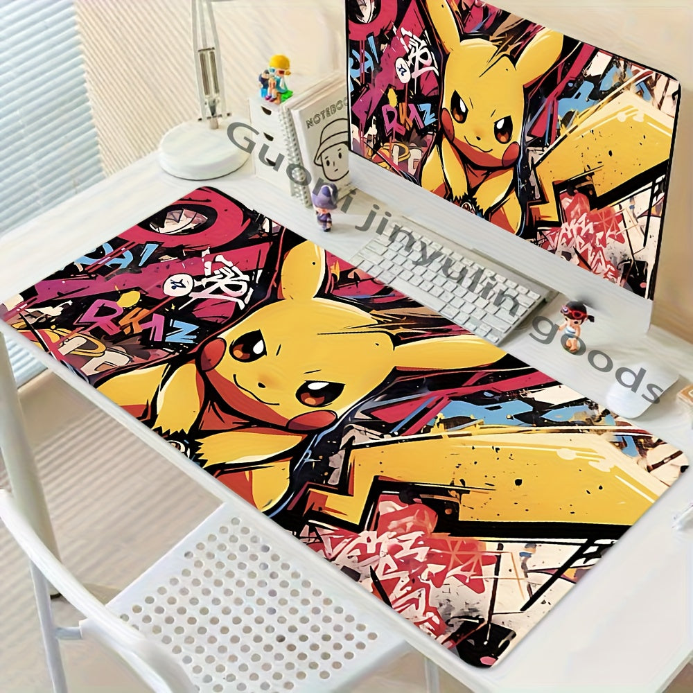 1pc Popular Anime P-Pikai Cute Cartoon Large Mouse Pad, High-Definition Printed Desk Mat, XXL Cute Keyboard Pad, 30x60/30x80/40x90cm, Stylish Artistic Design Desktop Decor, Suitable for PC Computer Accessories Gift, Diavoliko