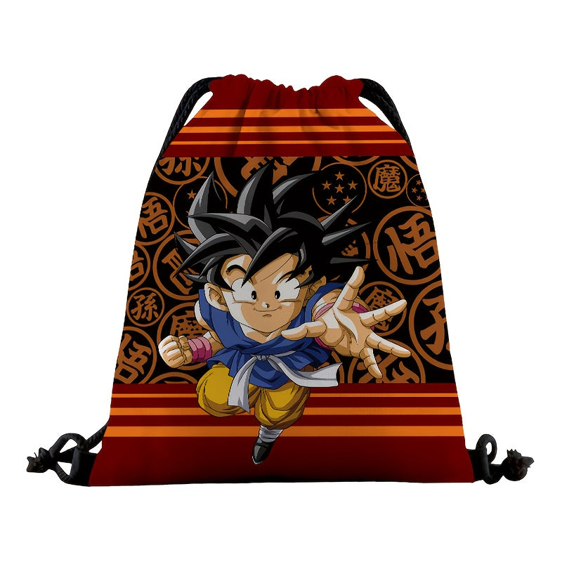 DRAGON BALL Anime Backpack with Goku, Vegeta & Sun Wukong (Monkey King) Designs - Lightweight Adjustable Drawstring Bag & s,, Gym, Parties - Collectible Gift & (Officially Licensed)