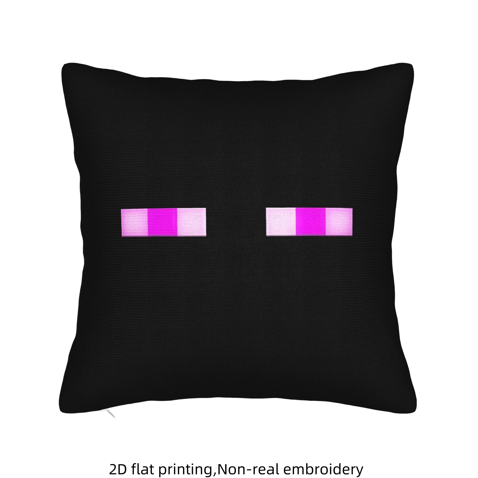 1pc 2D Flat Printing Pixel Art Mysterious Eye Pillow Cover, Polyester Material, Single-Sided Printing, Without Pillow Core. Black Background with Pink And Purple Pixel Eyes, Exuding a Game Room Psychedelic Vibe, Suitable for