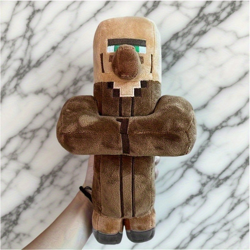 29.97cm Tall Pixel Art Plush Doll - Brown & Black Pixelated Character with Green Eyes, Soft Stuffed Animal Toy for Home Decor, Perfect Gift for Birthdays, Easter, Christmas, Halloween, Stuffed Plushies, Best for Christmas