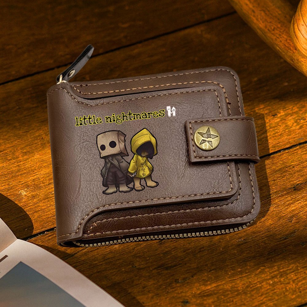 1pc Men'S & Women'S Retro Zipper Wallet - Little Nightmares Character Design, Golden-Tone Hardware, Compact Coin Purse & Card Holder, Synthetic Faux Leather, Hand Wash/dry Clean, Perfect For Christmas, Wallet For Men, Wallet