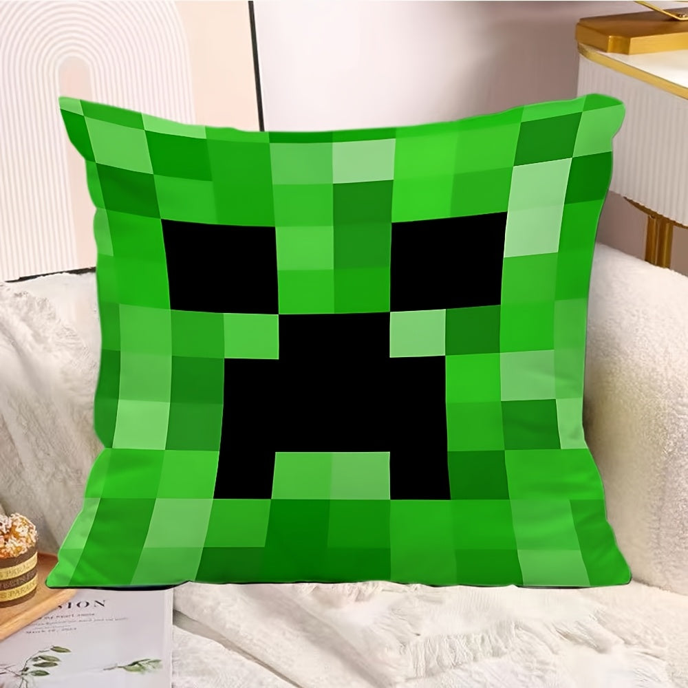 1pc block-based game Pillow Case Compatible for block-based game Video Game - Zipper Closure Cover, Machine-Washable Polyester ' Room Decor, Gamer Gift (No Insert)