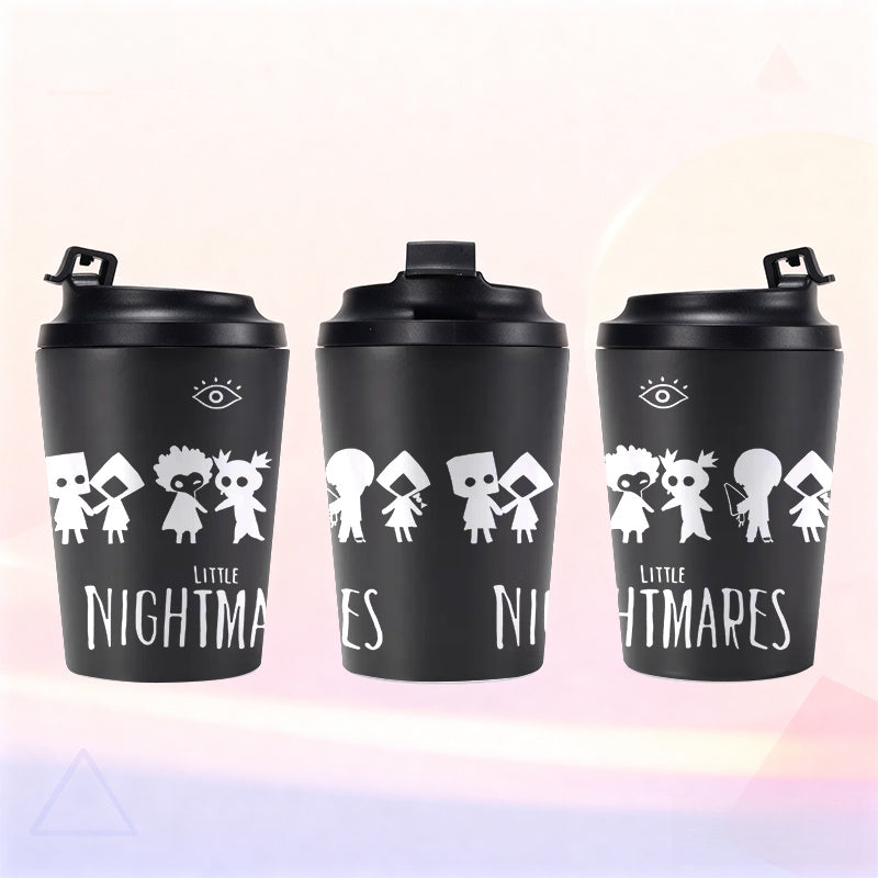 1pc Little Nightmares Themed 12oz Stainless Coffee Cup with Lid - Double-Wall Vacuum Insulated, Cute Game Character Design for Hot/Cold Drinks, Reusable & s, Birthday Gift for Fans