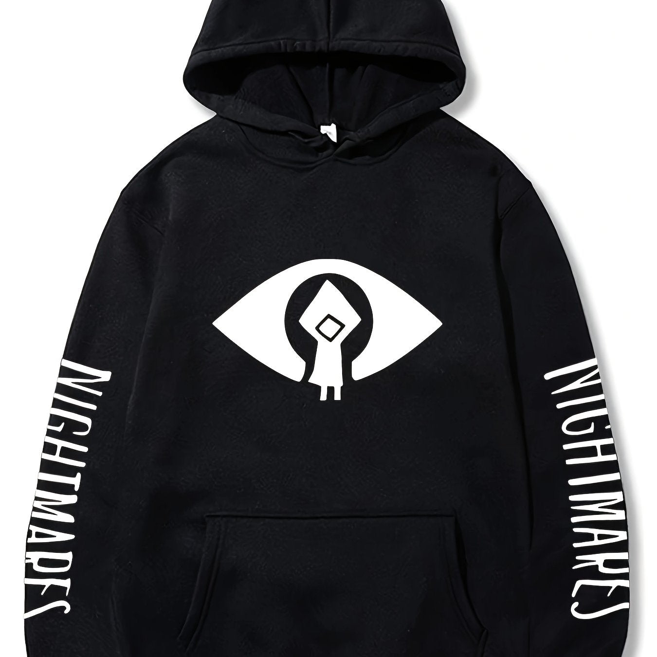 Unisex Hoodie with L-Little Nightmares Logo Print, Geometric-Patterned Sports Hooded Sweatshirt, Regular Fit, Knit Fabric, 95% Polyester 5% Spandex, Slight Stretch, 220g/m² - Streetwear Outerwear for Men and Women