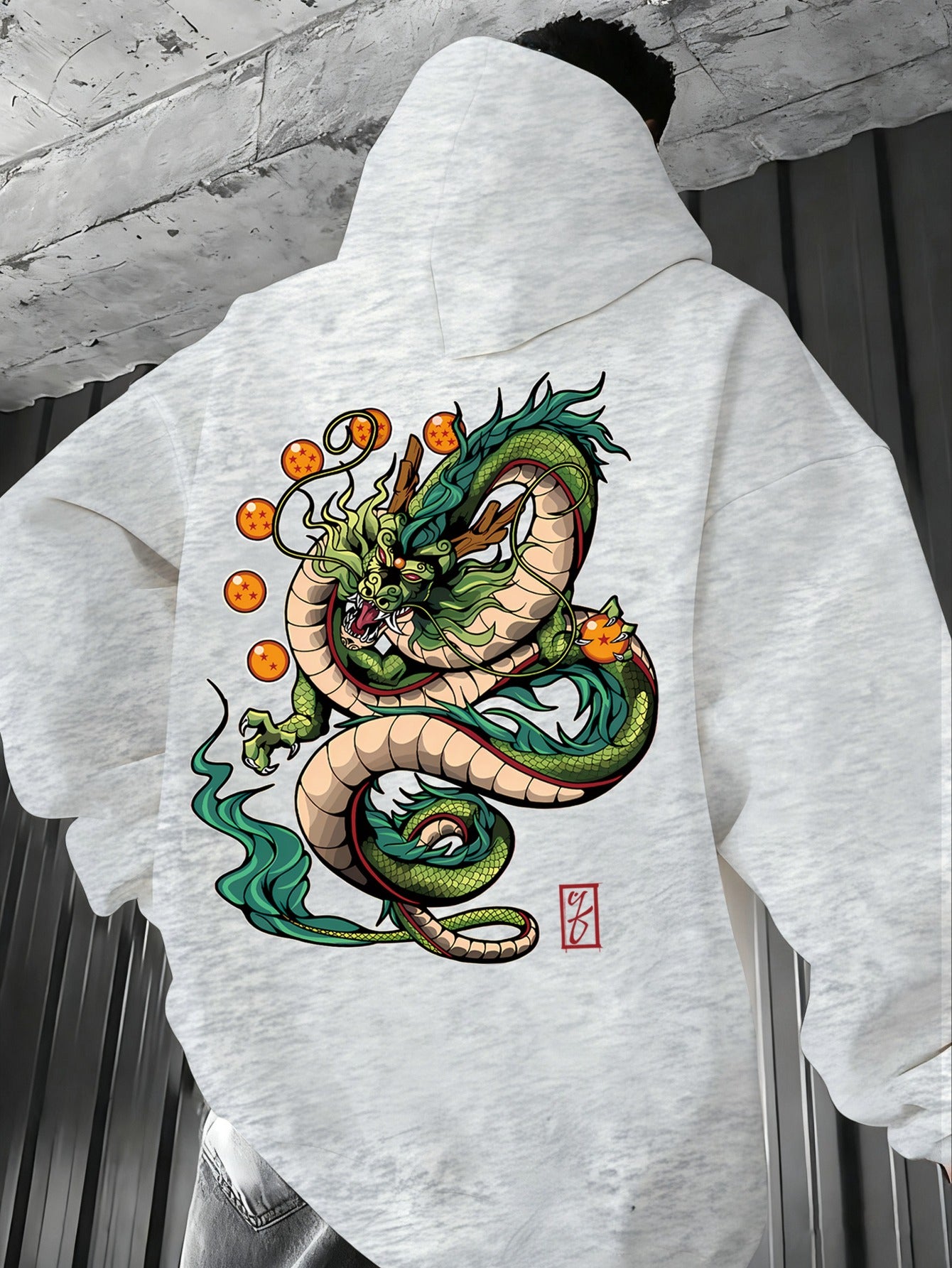 Men'S Dragon Ball Z Dragon Surround Print Hoodie | Casual Comfort, Fall/Winter, Loose Fit, Slight Stretch Fabric