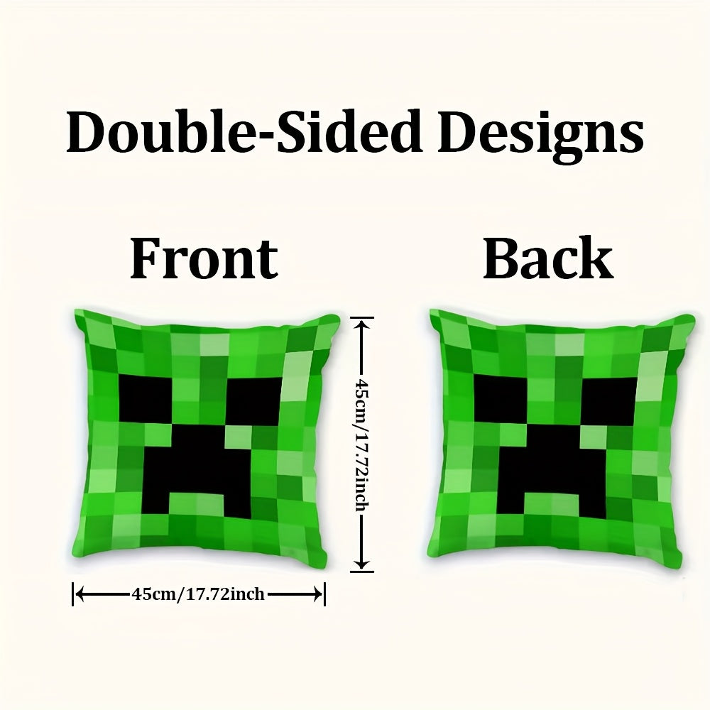 1pc block-based game Pillow Case Compatible for block-based game Video Game - Zipper Closure Cover, Machine-Washable Polyester ' Room Decor, Gamer Gift (No Insert)