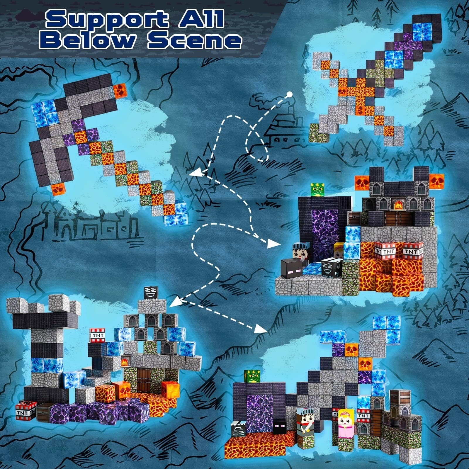 100pcs ABS magnetic building blocks - easy to assemble, this is an enhanced STEM toy designed to help children develop cognitive skills. Perfect gift for winter, Christmas, Halloween, and more., Learning Through Play, Educati