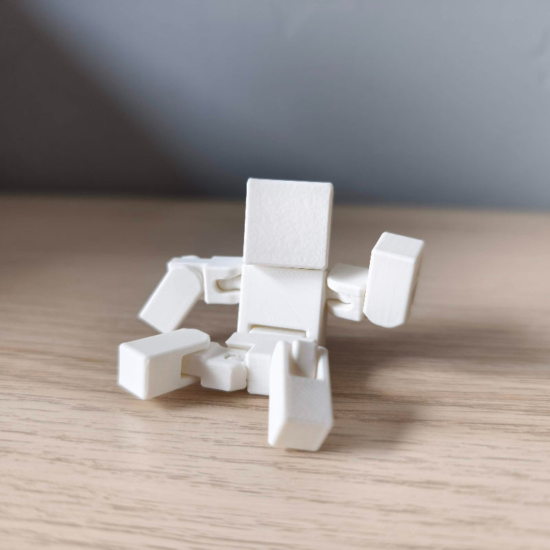 1pc White Cube Doll Ornament - Movable Joint Design, Simple Shape, Desktop Office Decor, Perfect Gift for Home & Office, No Electricity Needed, Durable Plastic, Office Decor Item | Minimalist Design | Durable Plastic, Office