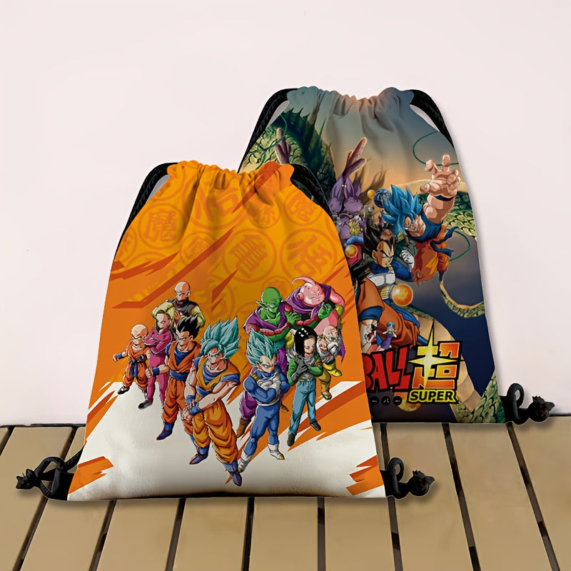 DRAGON BALL Anime Backpack with Goku, Vegeta & Sun Wukong (Monkey King) Designs - Lightweight Adjustable Drawstring Bag & s,, Gym, Parties - Collectible Gift & (Officially Licensed)