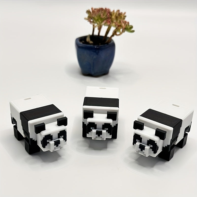 Cute Panda-like Block Bears - Black and White Bear Decorations, No Electricity Needed