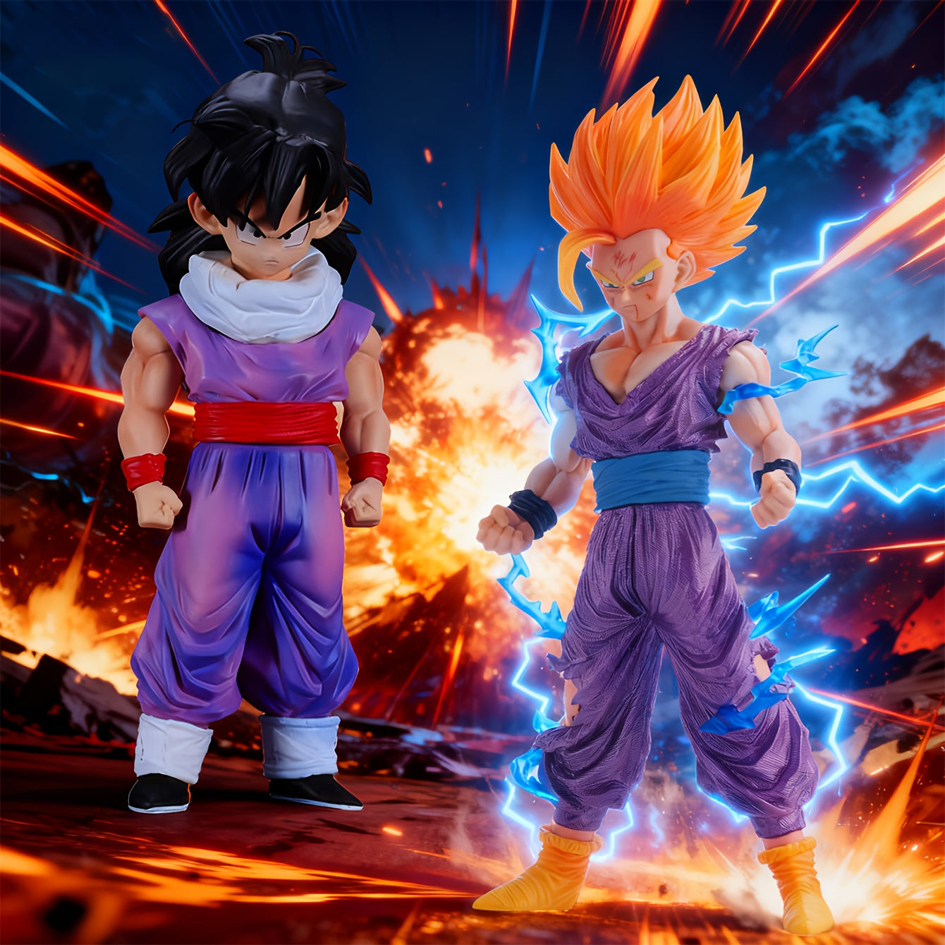 Son Gohan & Dragon Ball Anime Figure Statue - Dynamic Action Pose with Glowing Eyes & Hair, Collectible Desktop Display for Fans, Halloween & Christmas Gift