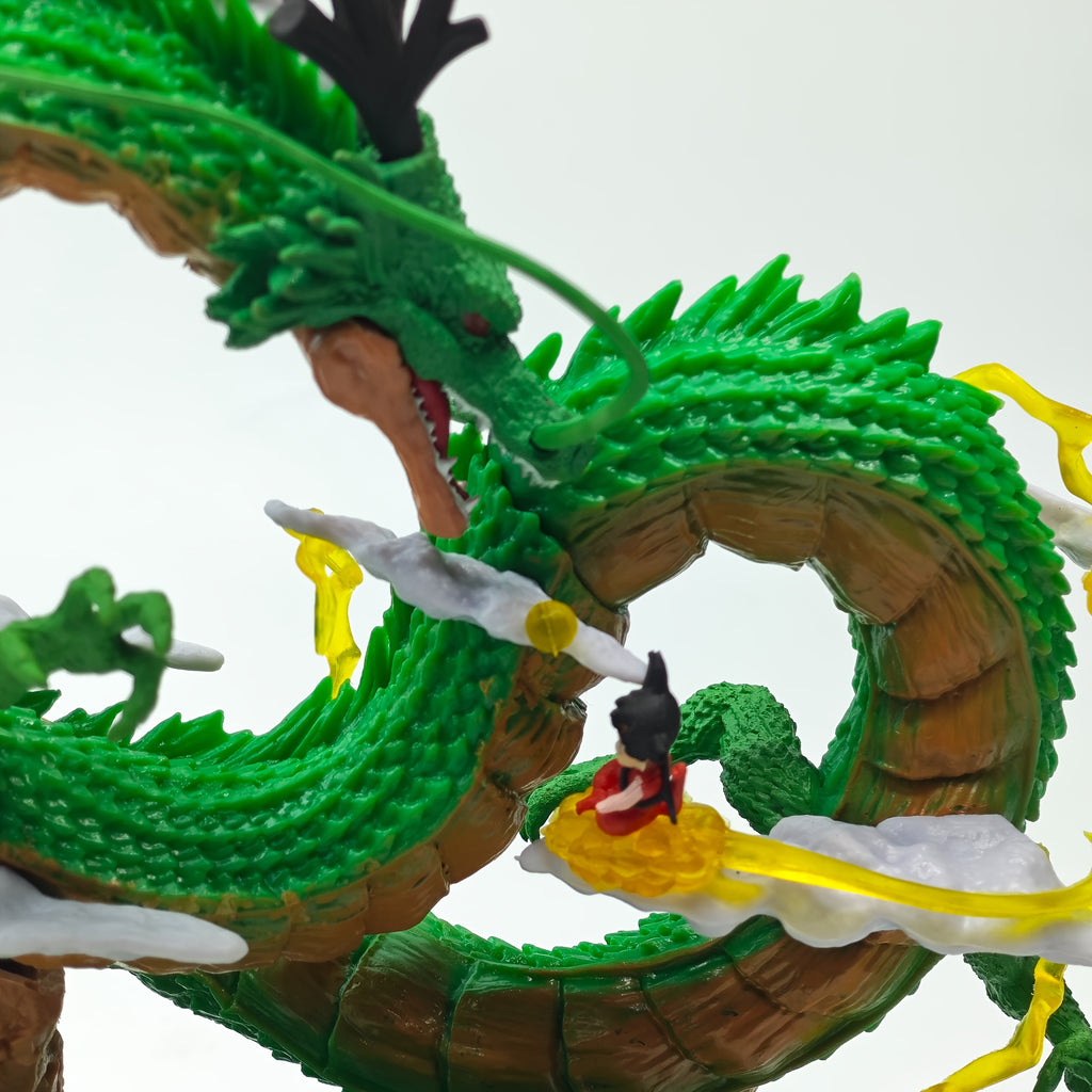 DRAGON BALL Goku & Shenron Action Figure - Highly Detailed Collectible PVC Statue with Shenron in Iconic Smoke Ring Form, Anime Statue for Display/Gift for DB Fans (Compatible with other DB Collections)