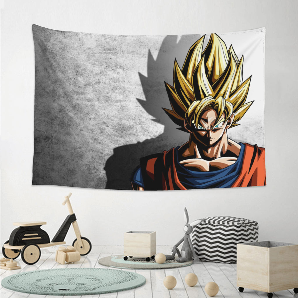 1pc Aesthetic High School Goku in Super Saiyan Form with Shadow Background Home Decor} Art Posters Birthday Gift 101.6cm*152.4cm,  Anime Poster, Artistic Print, Shadow Effect, Durable Poster, Premium Wall Art, Anime Wall Deco