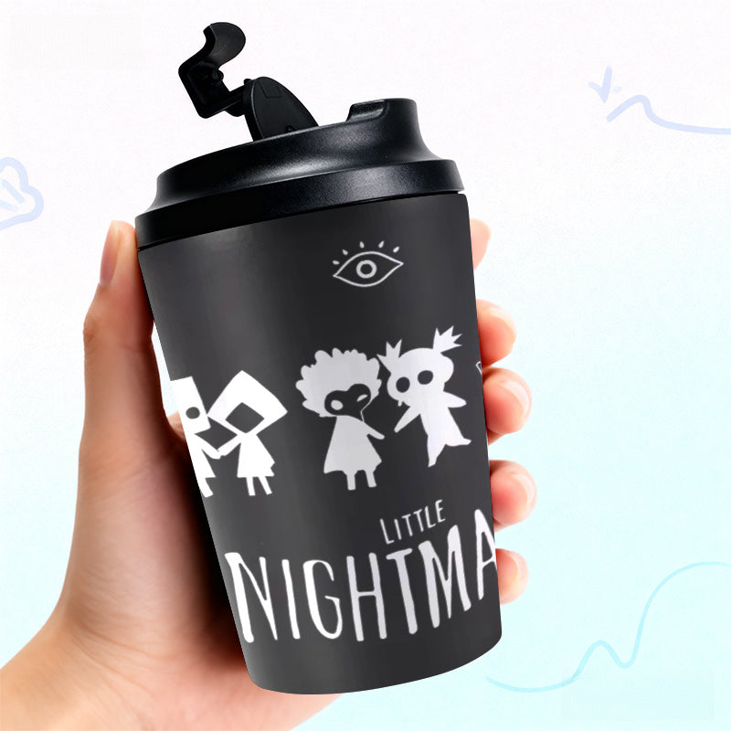 1pc Little Nightmares Themed 12oz Stainless Coffee Cup with Lid - Double-Wall Vacuum Insulated, Cute Game Character Design for Hot/Cold Drinks, Reusable & s, Birthday Gift for Fans