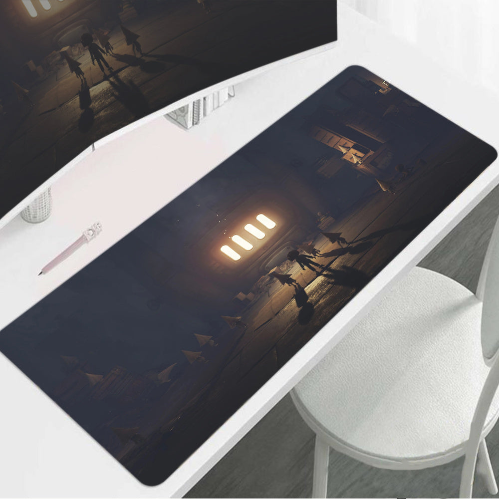 1pc Large Gaming Desk Mat & Mouse Pad with Little Nightmare Game Artwork - Eerie Night-Themed Dark Brown/Black Design, Non-Slip Rubber Base & Surface, Durable PC/Laptop Computer Keyboard Mat for Gamers,, Perfect Holiday Gift