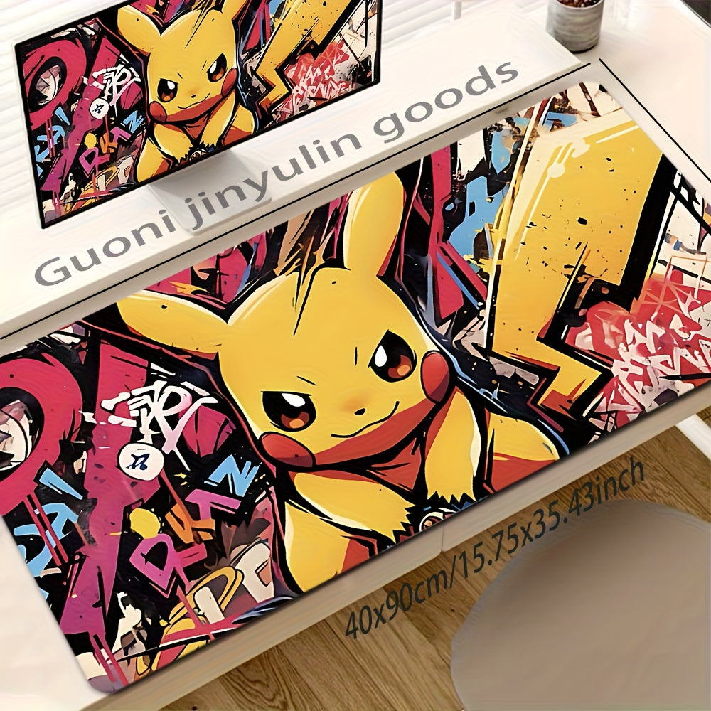 1pc Popular Anime P-Pikai Cute Cartoon Large Mouse Pad, High-Definition Printed Desk Mat, XXL Cute Keyboard Pad, 30x60/30x80/40x90cm, Stylish Artistic Design Desktop Decor, Suitable for PC Computer Accessories Gift, Diavoliko