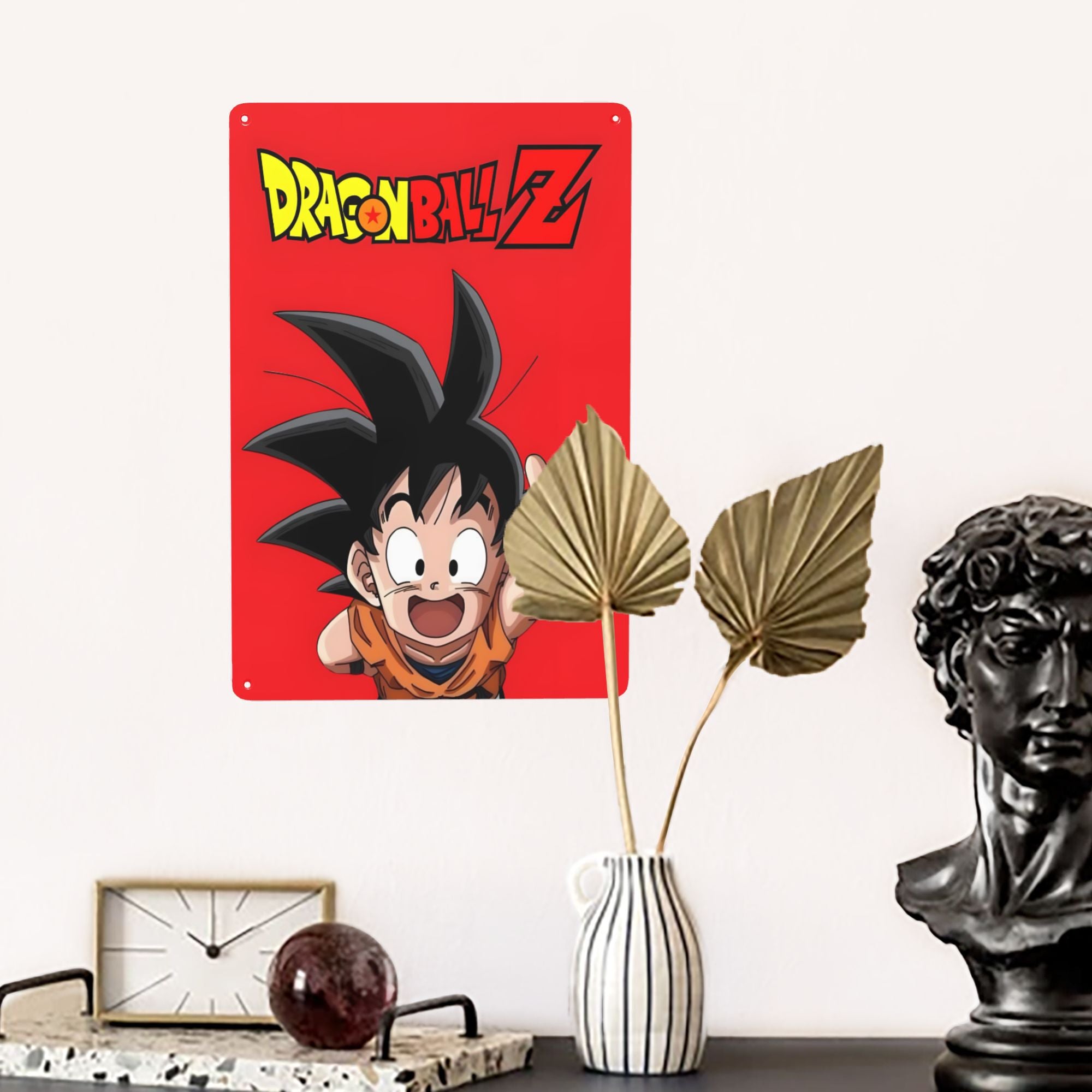 2D Flat - 【2D Flat】 2D Flat - [2D Flat] 2D Flat, 1pc Dragon Ball Vintage Metal Wall Art Sign - Rustic 2D Anime Decor with Goku & Vegeta, Red Background, Durable Metal Poster for Home, Bar, for man Cave, Outdoor Spaces - P