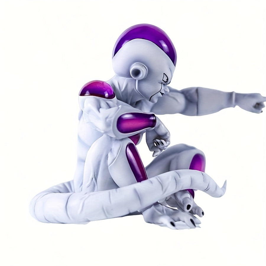 13cm Dragon Ball Z Frieza Action Figure - Dynamic Pose with Expressive Eyes & Clenched Fist, Anime-Style PVC Desktop Decor, & Pink Accent Collectible Statue for Desk Display