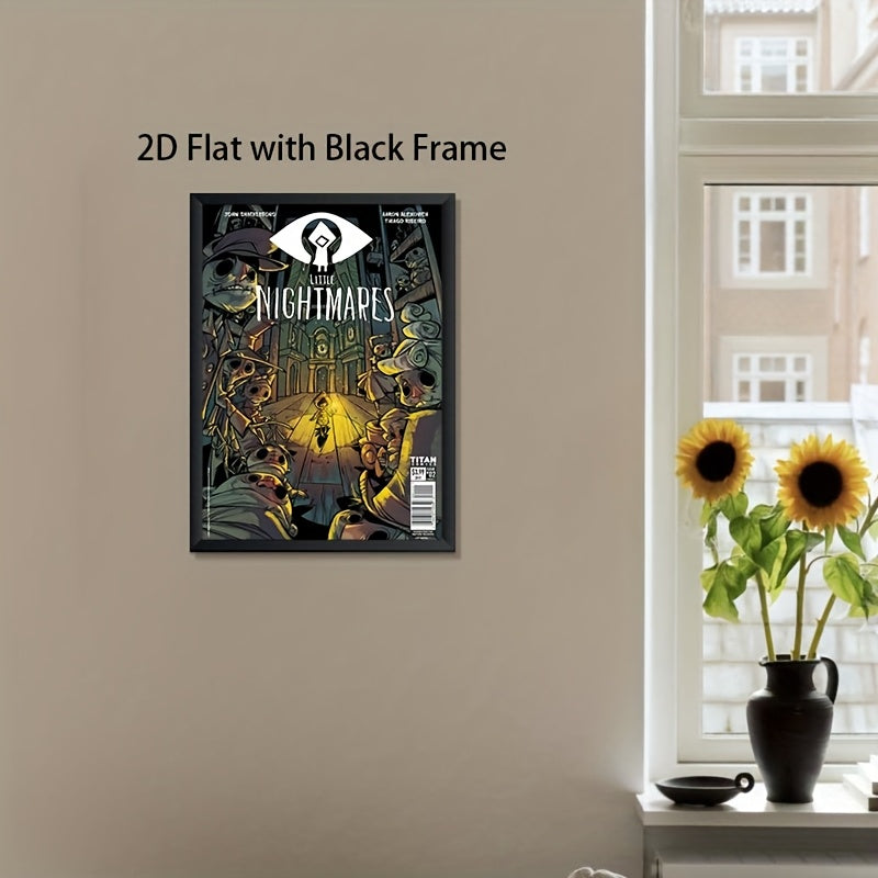 1pc Little Nightmares Themed Retro Video Game Art Poster - Single-Use Canvas Wall Painting with Black Frame, Iconic Characters for Bedroom, Office, Cafe, Bar - Perfect for Christmas, Thanksgiving & for halloween Gift for Fans