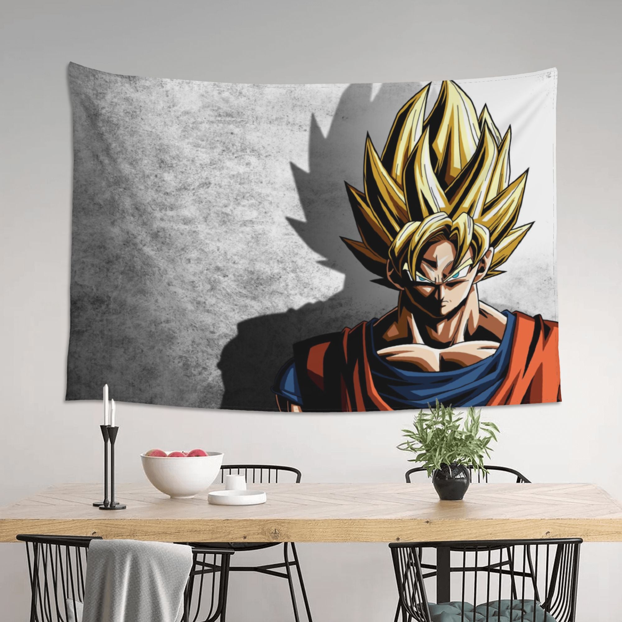 1pc Aesthetic High School Goku in Super Saiyan Form with Shadow Background Home Decor} Art Posters Birthday Gift 101.6cm*152.4cm,  Anime Poster, Artistic Print, Shadow Effect, Durable Poster, Premium Wall Art, Anime Wall Deco