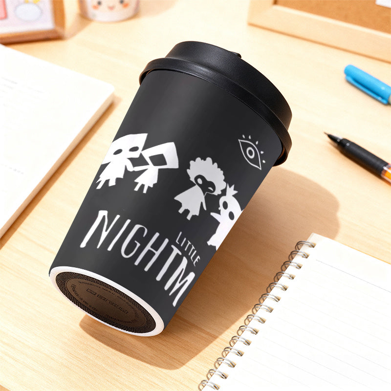 1pc Little Nightmares Themed 12oz Stainless Coffee Cup with Lid - Double-Wall Vacuum Insulated, Cute Game Character Design for Hot/Cold Drinks, Reusable & s, Birthday Gift for Fans