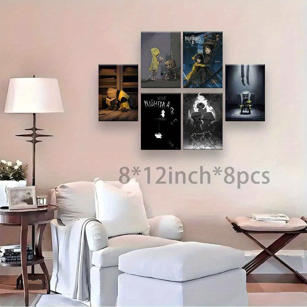 8pcs Little Nightmares Frameless Canvas Wall Art, Modern Classic Style High-Definition Poster, Holiday Gift, Home and Office Decoration, Art Decor - huaxin0824 - FC014226, Artwork Wall Decor, Wall Paintings for Living Room, W